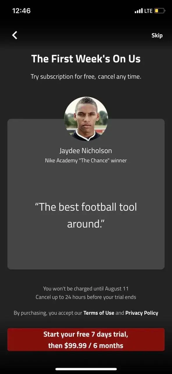 Train Effective Soccer Academy paywall screen