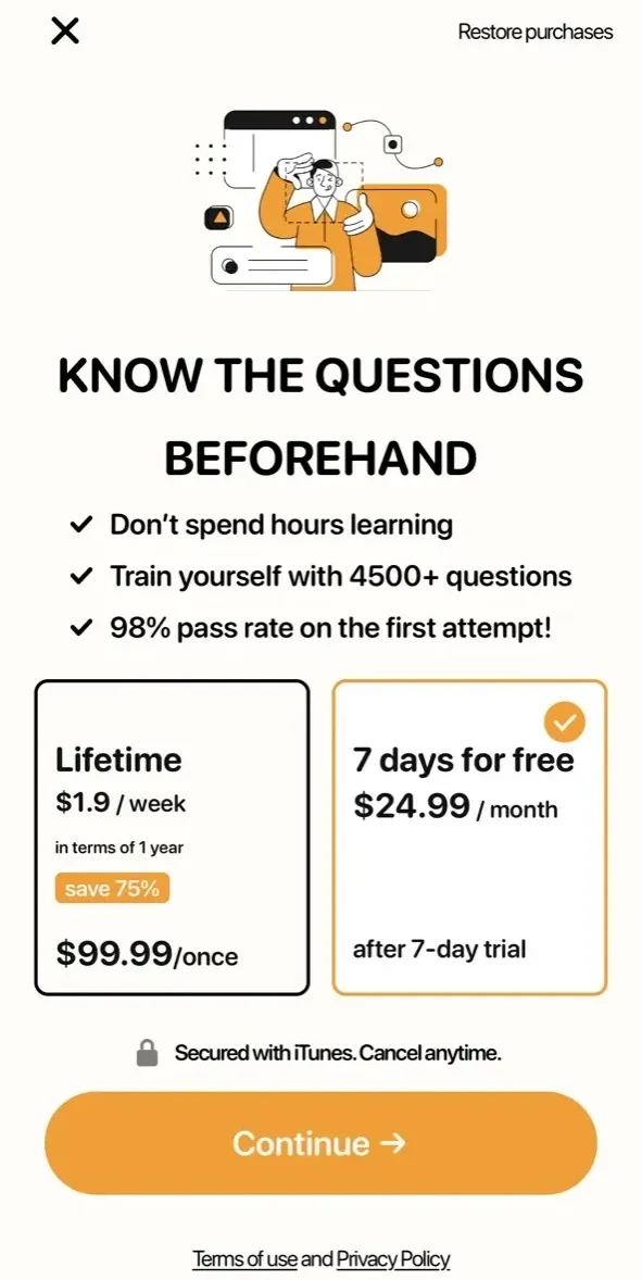 Training paywall screen