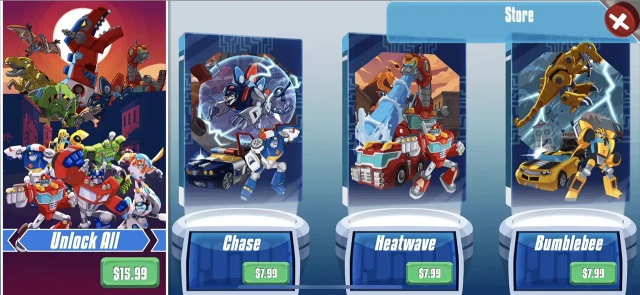 Transformers Rescue Bots paywall screen