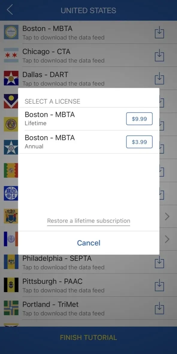 Transit paywall screen