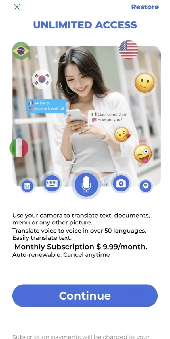 Translate Native paywall screen