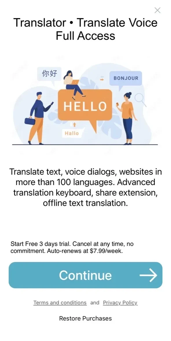 Translate Photo paywall screen