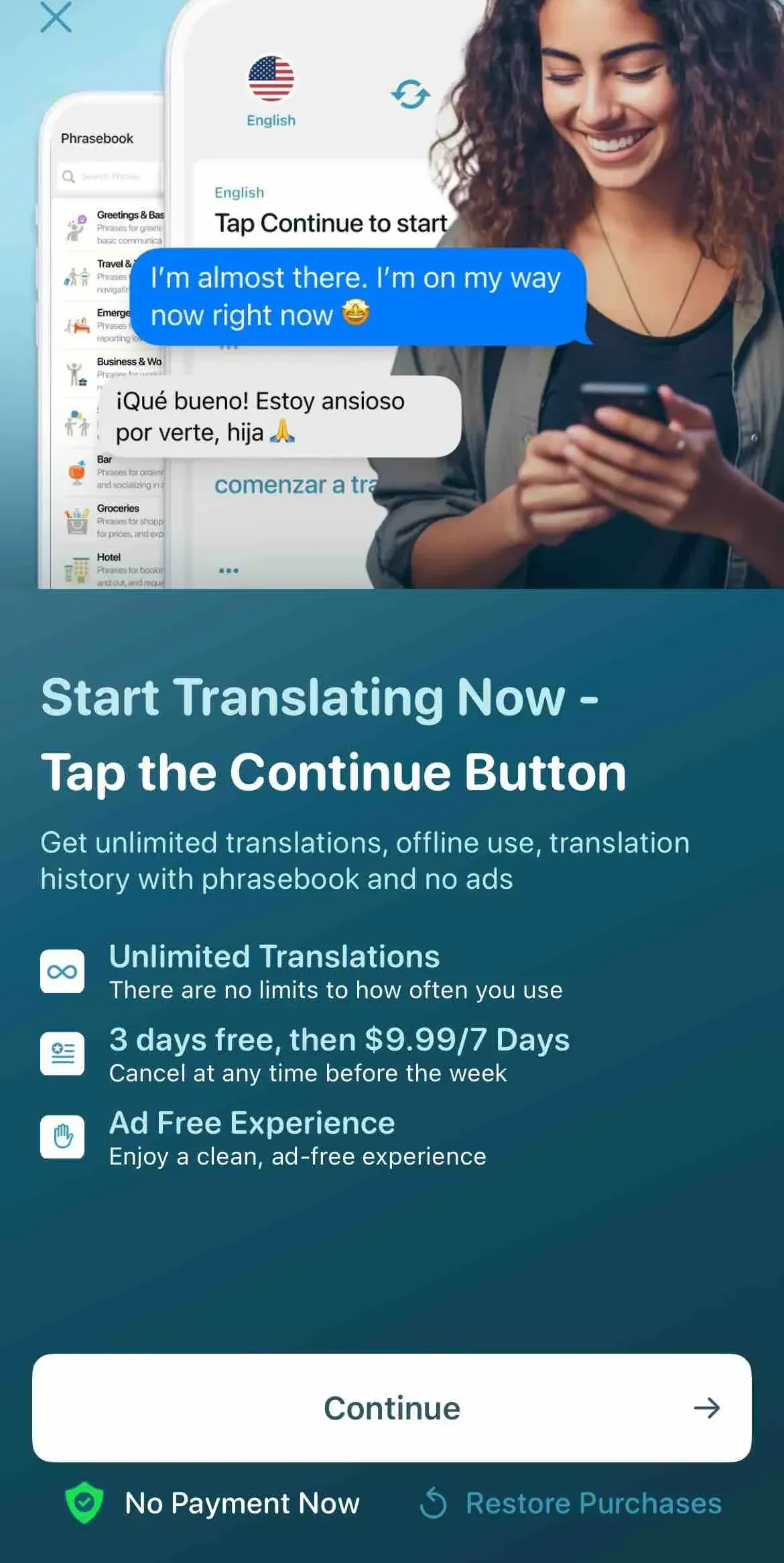 Translate paywall screen