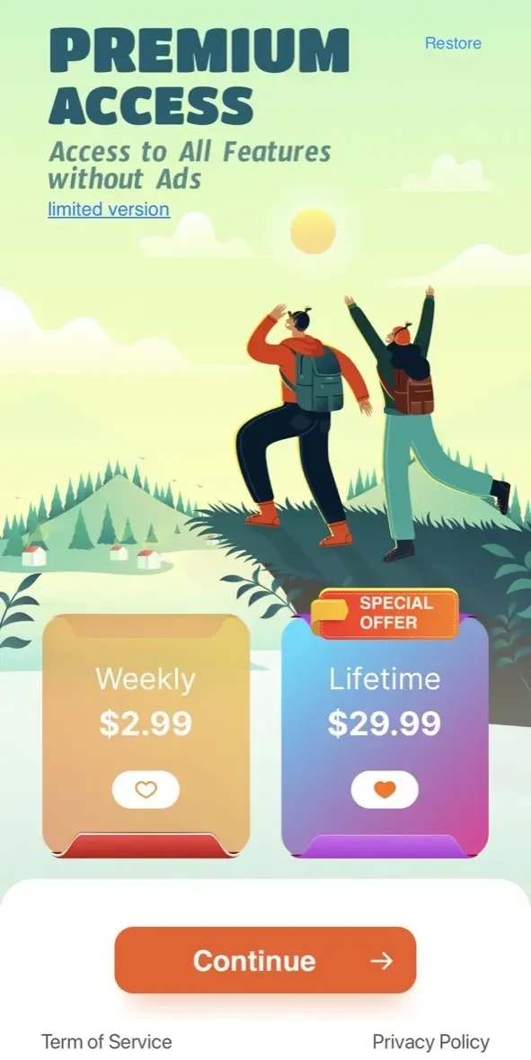 Travel Route paywall screen