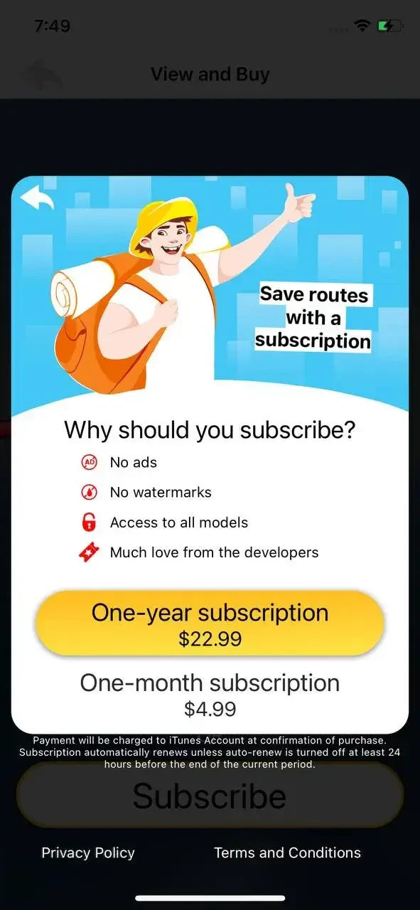 TravelBoast paywall screen