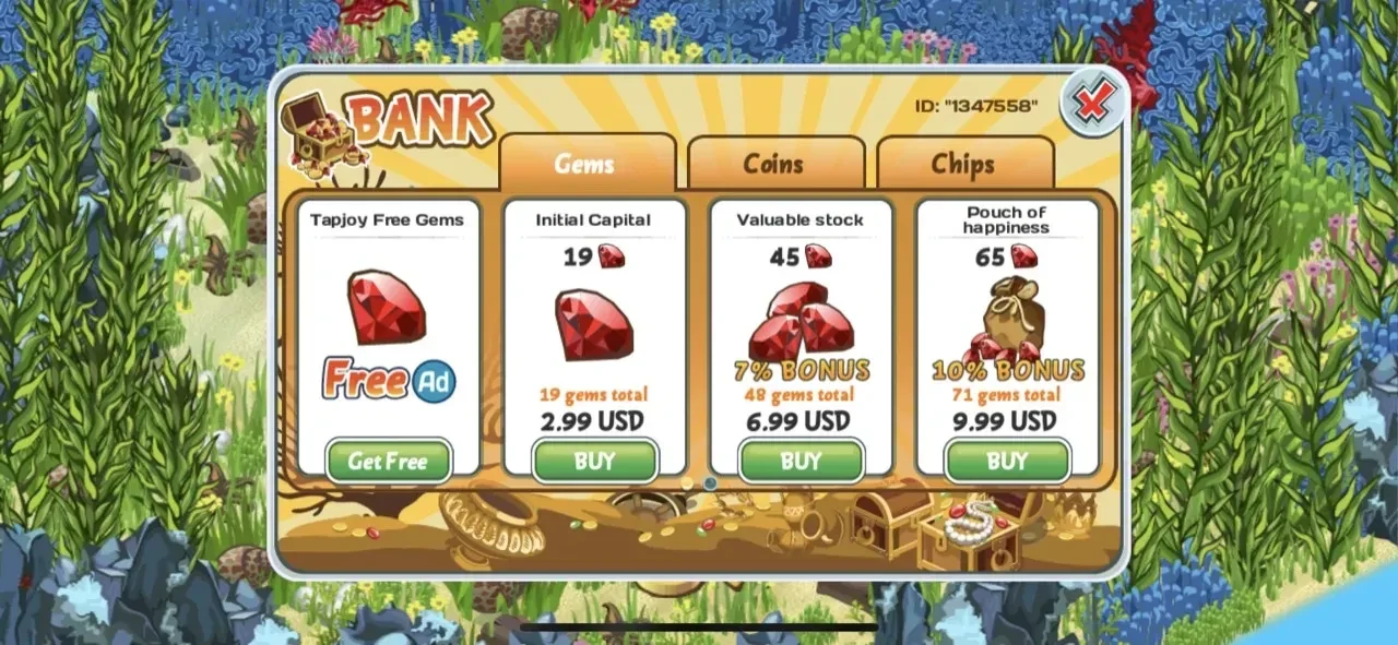 Treasure Diving paywall screen