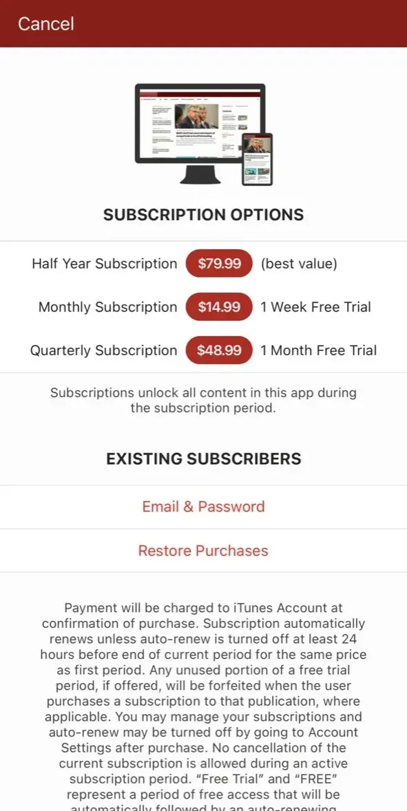 Triangle Business Journal paywall screen