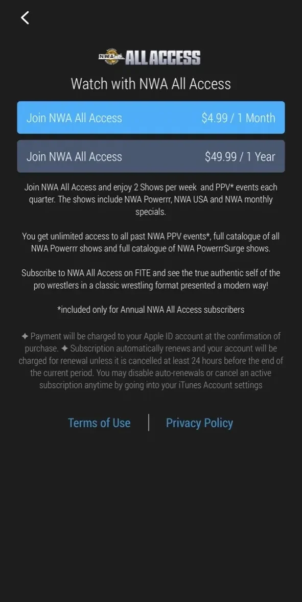 TrillerTV paywall screen