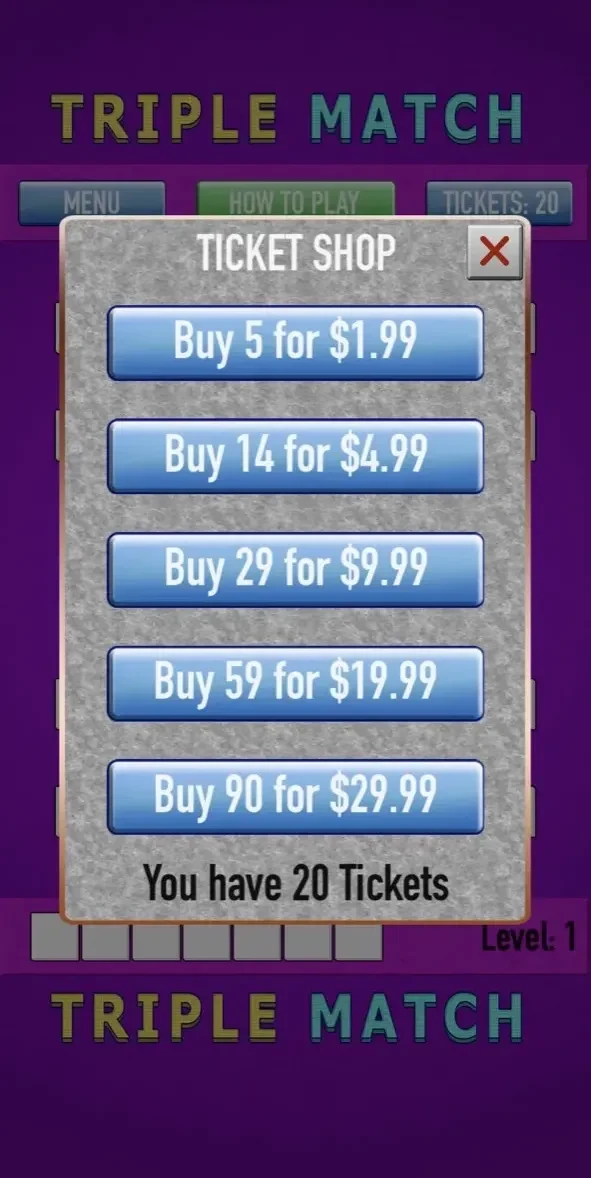Triple Match paywall screen