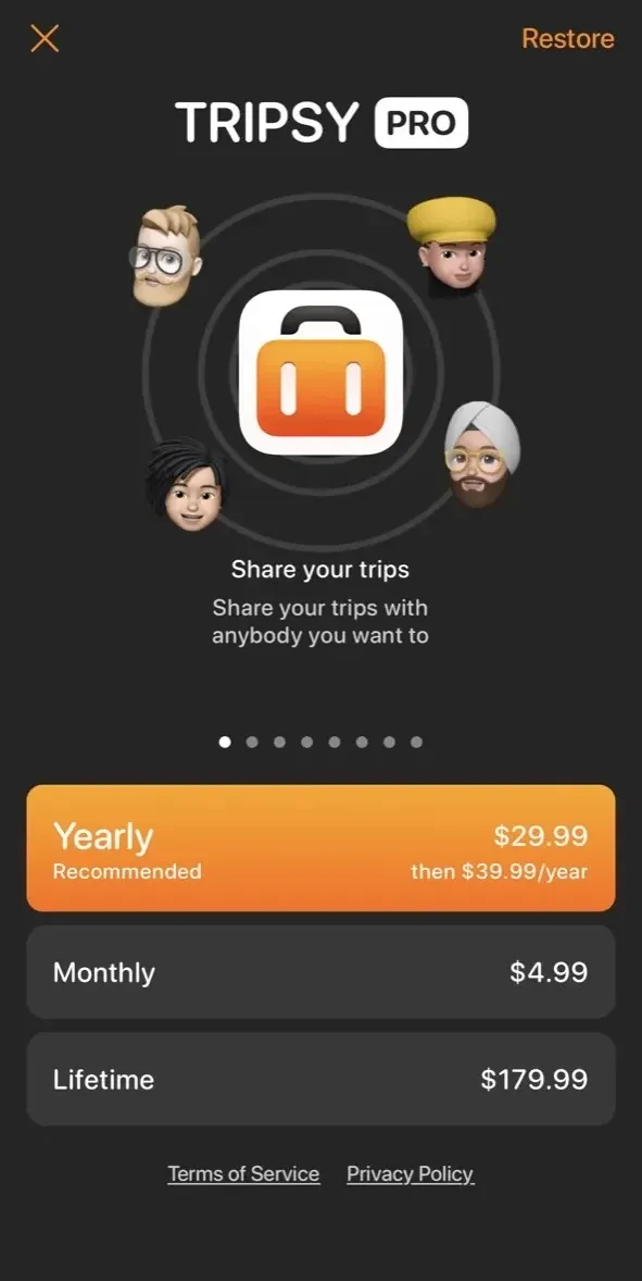 Travel Planner Guide paywall screen