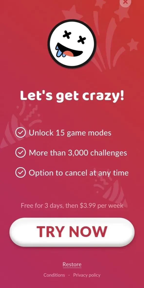 Truth or Dare? Dirty paywall screen