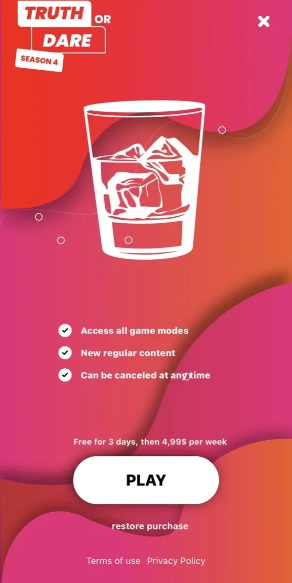Truth or Dare paywall screen