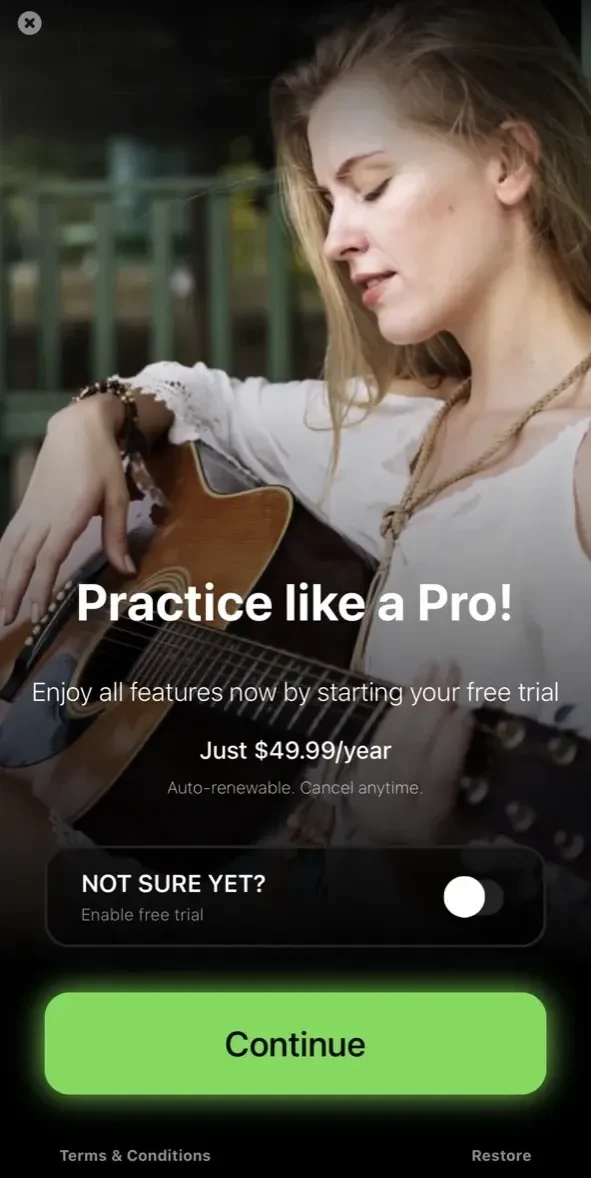 Tuner Pro paywall screen