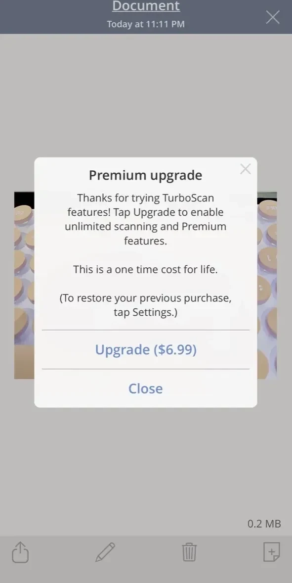 TurboScan™ paywall screen