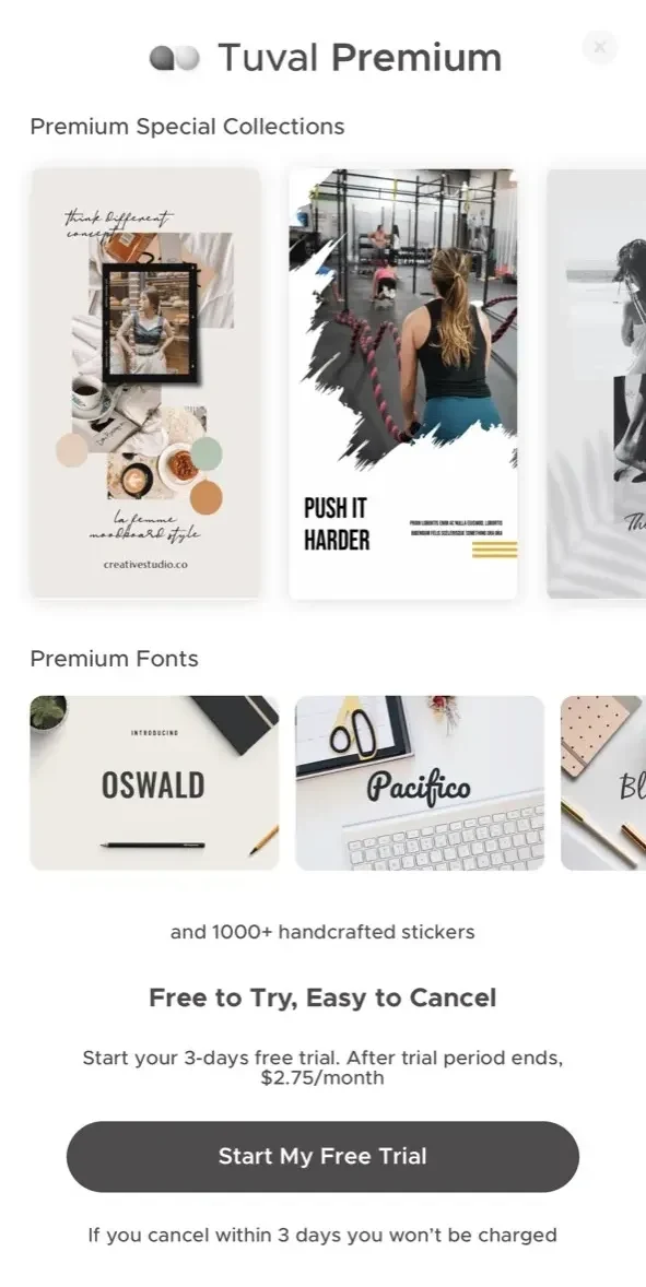 Tuval paywall screen
