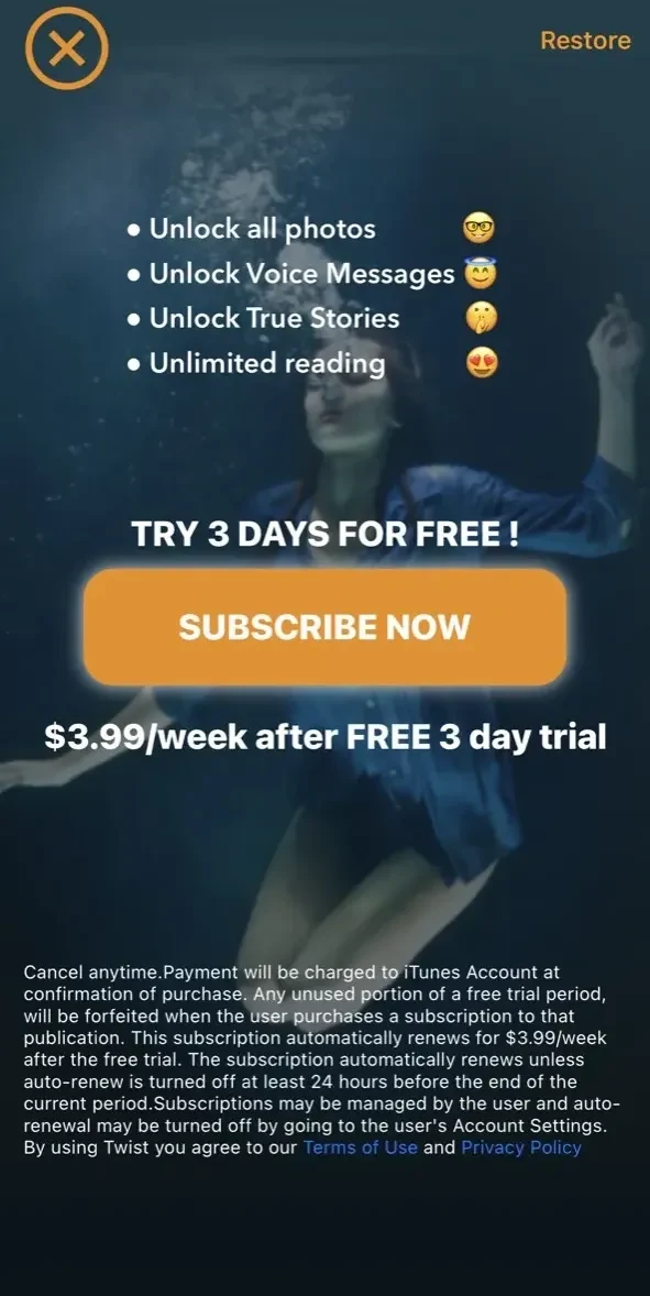 Twist paywall screen