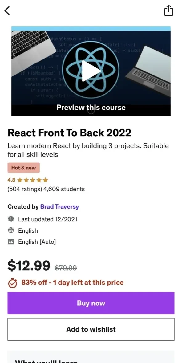 Udemy Online Video Courses paywall screen
