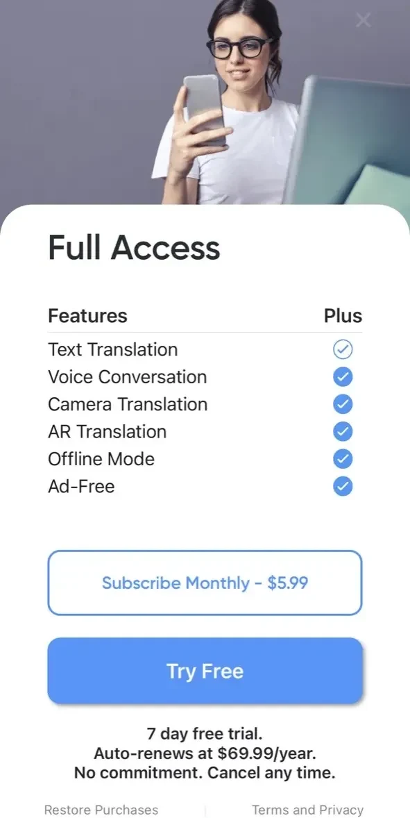 UDictionary Translator paywall screen