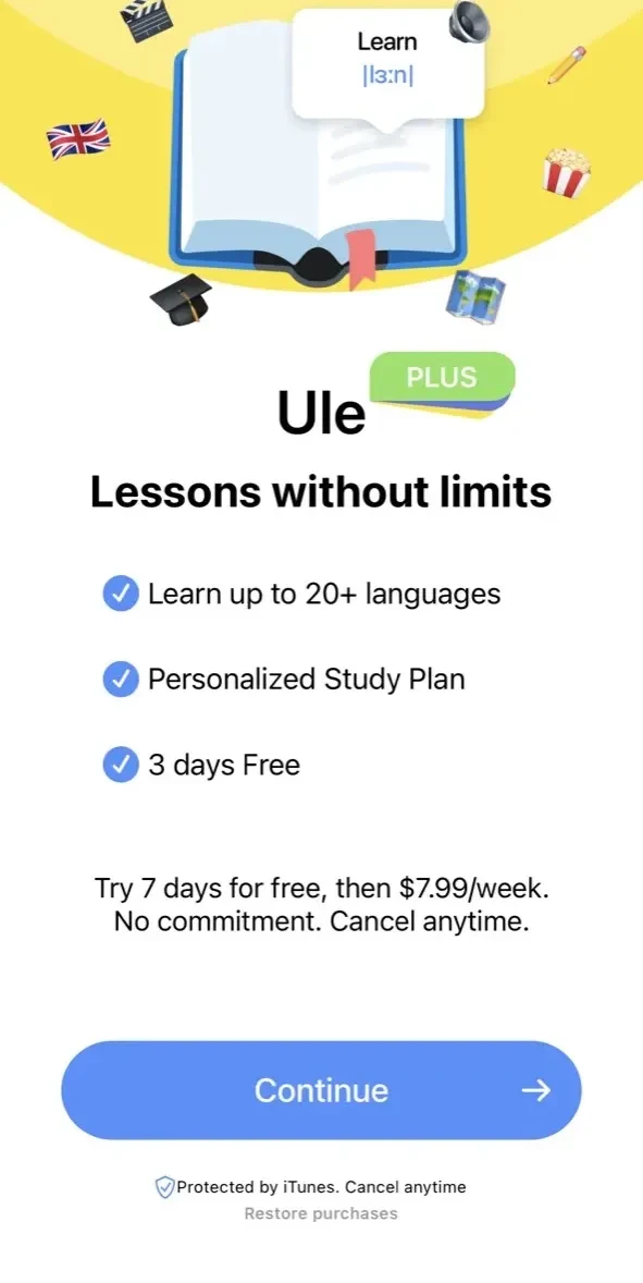 Ule paywall screen