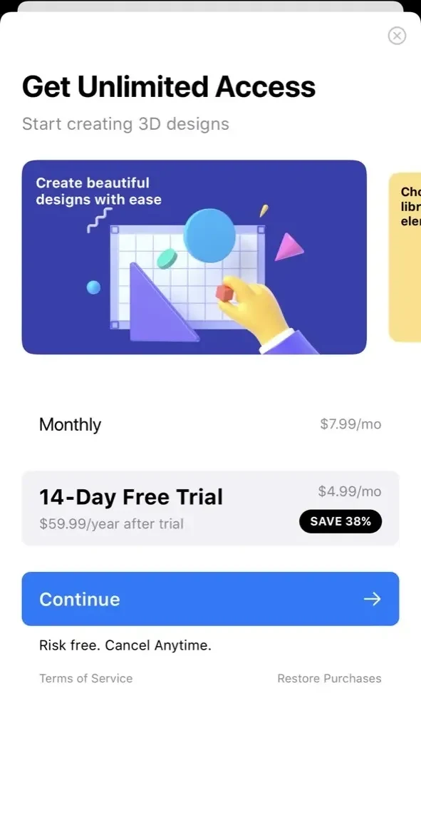 uMake paywall screen