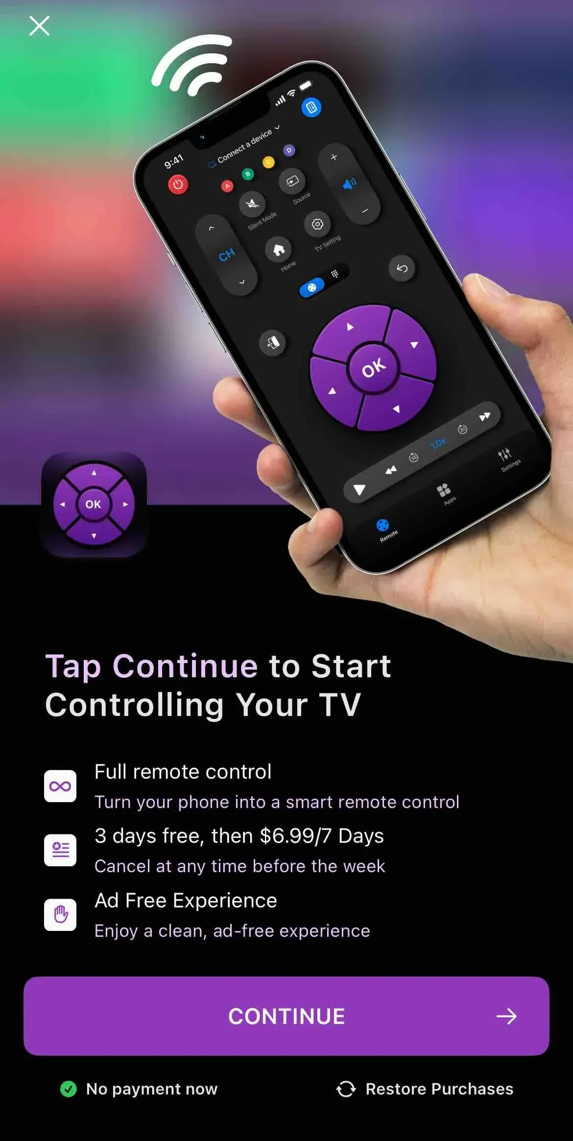 Universal TV paywall screen