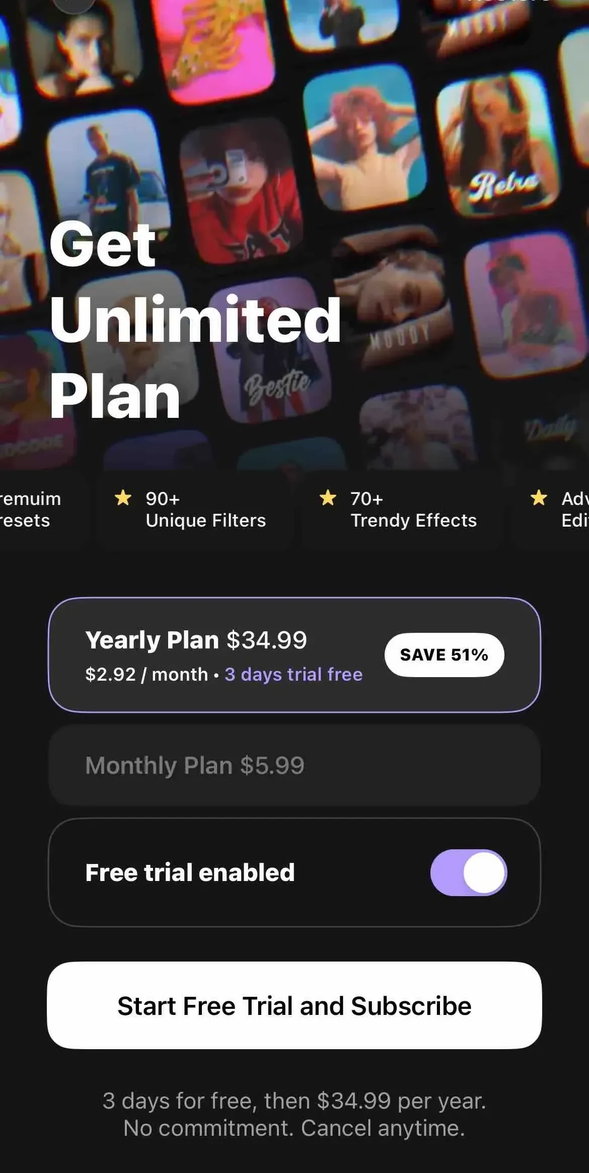 Uplens paywall screen