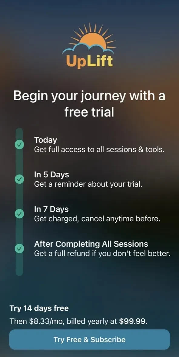 UpLift paywall screen