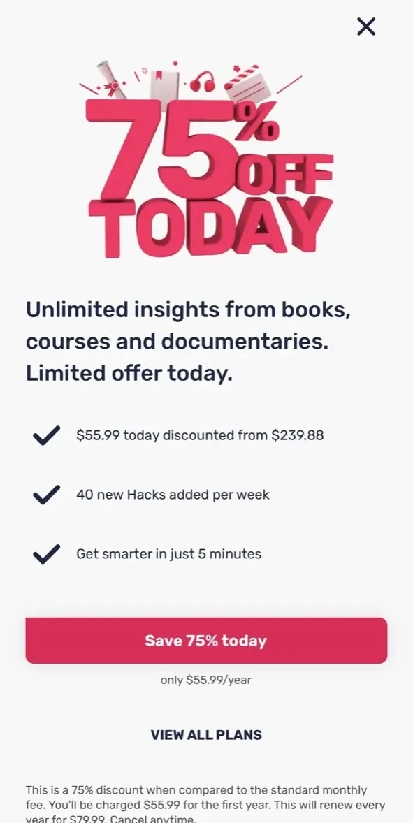 Uptime paywall screen