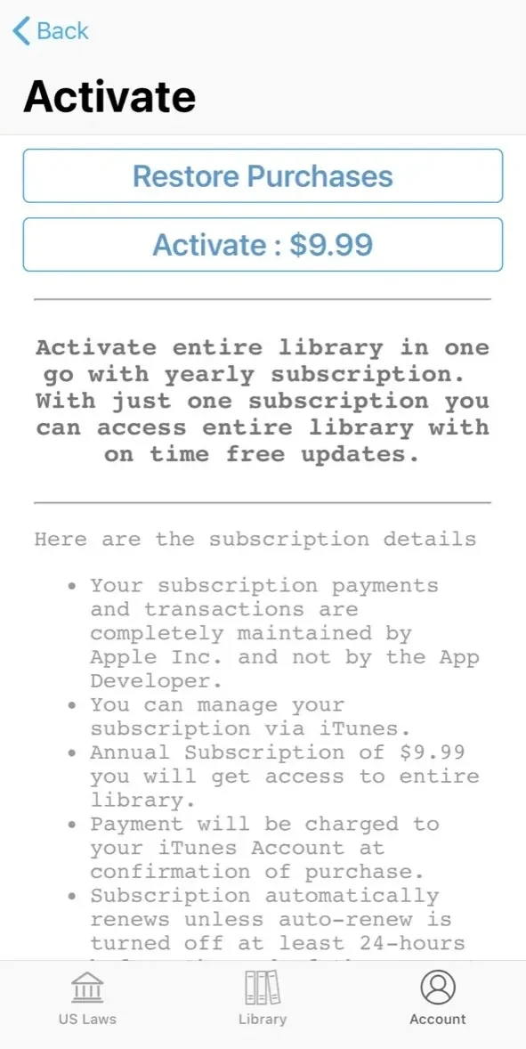 US Laws paywall screen