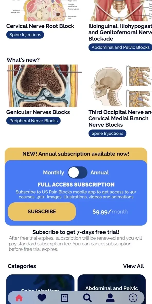 US Pain Blocks paywall screen