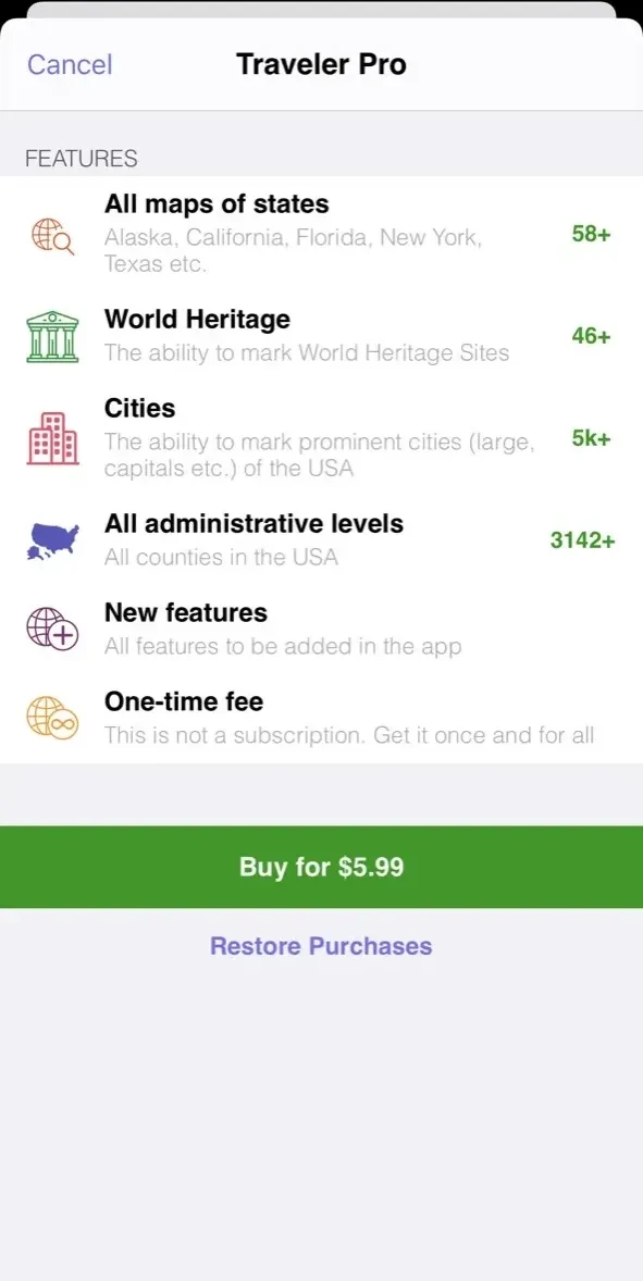 USA Travel paywall screen