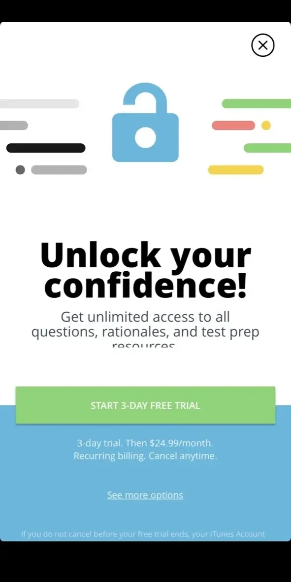 USMLE Psychiatry Q&A paywall screen