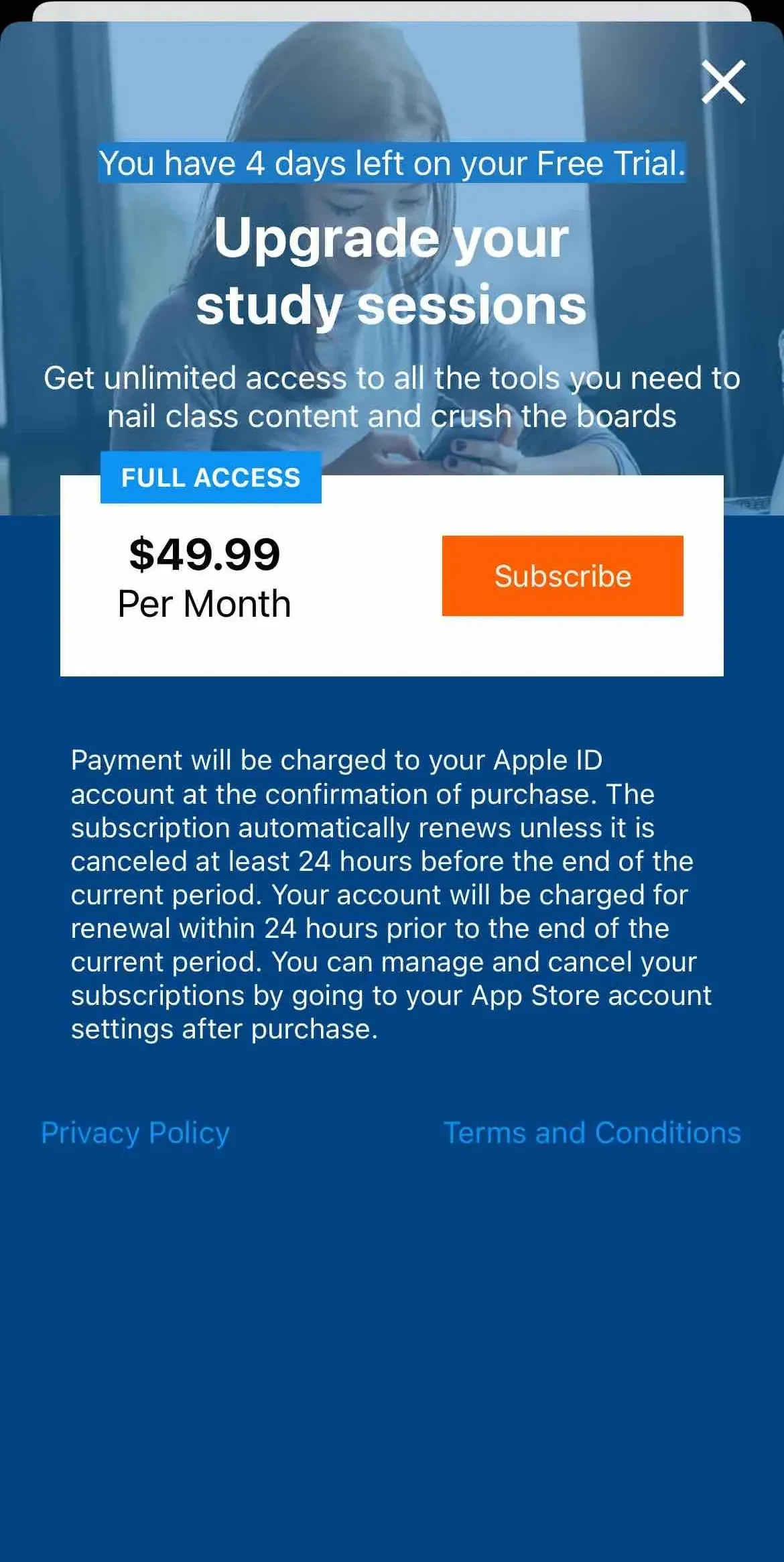 Usmle-Rx paywall screen
