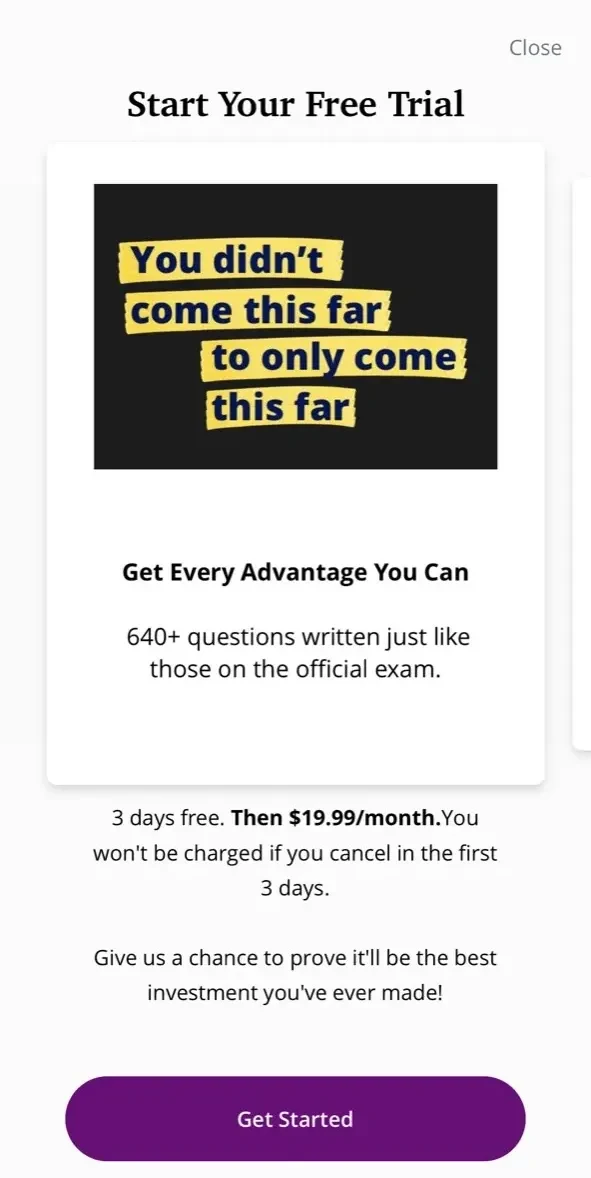 USMLE Step 1 Exam Prep paywall screen
