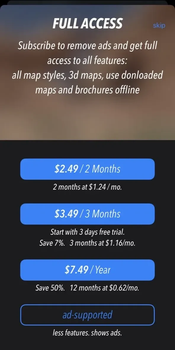 Utah Pocket Maps paywall screen