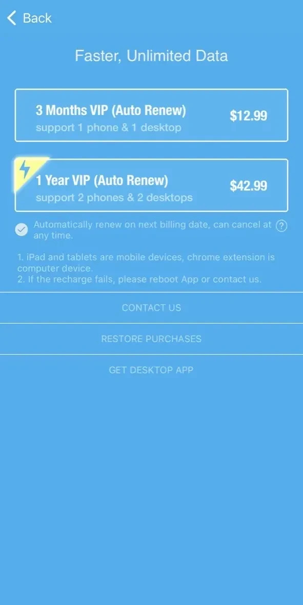 Veee+ paywall screen