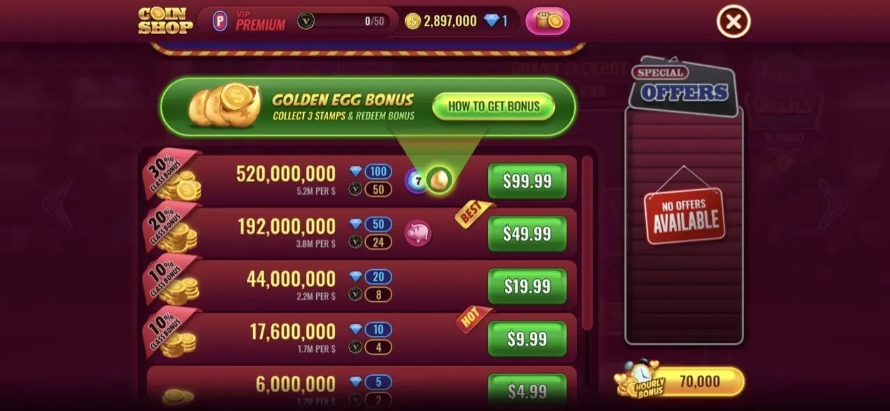 Vegas Live Slots Casino paywall screen