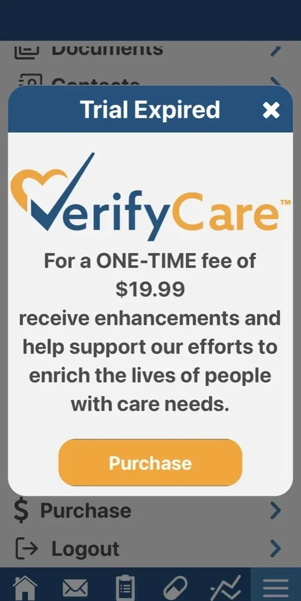VerifyCare paywall screen