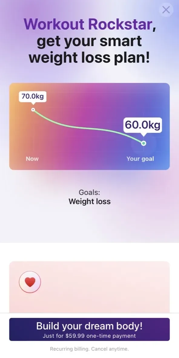 Fitness Verv paywall screen