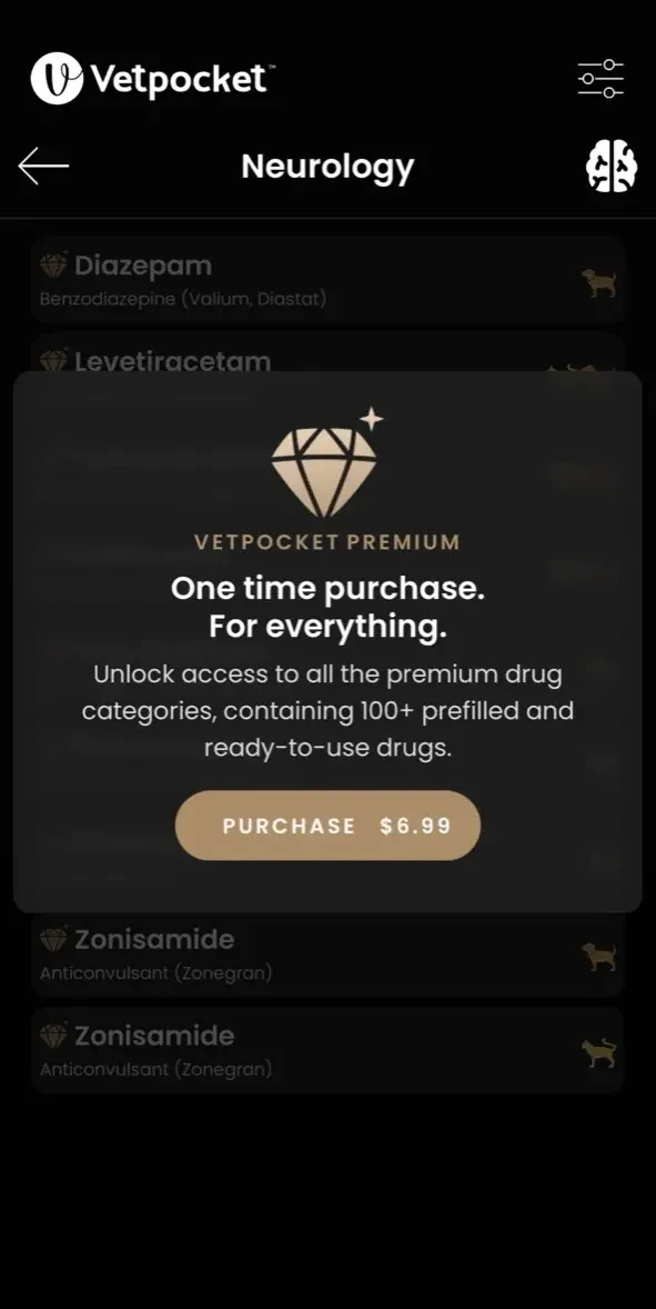 Vetpocket paywall screen