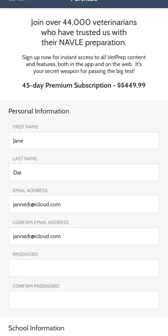 VetPrep paywall screen
