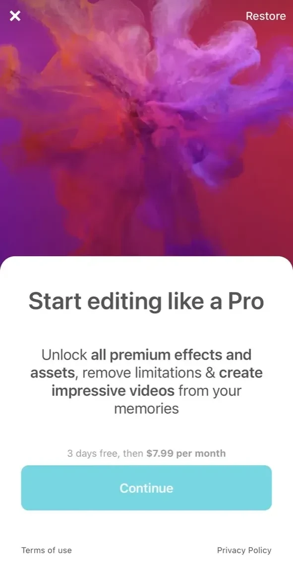 Video Editor paywall screen