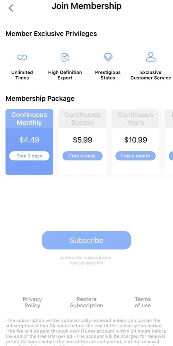 Video Eraser paywall screen