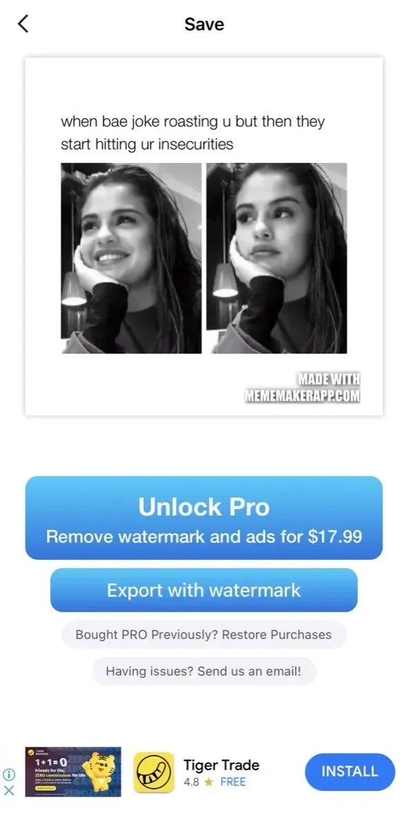 Video Meme Maker Generator MIM paywall screen