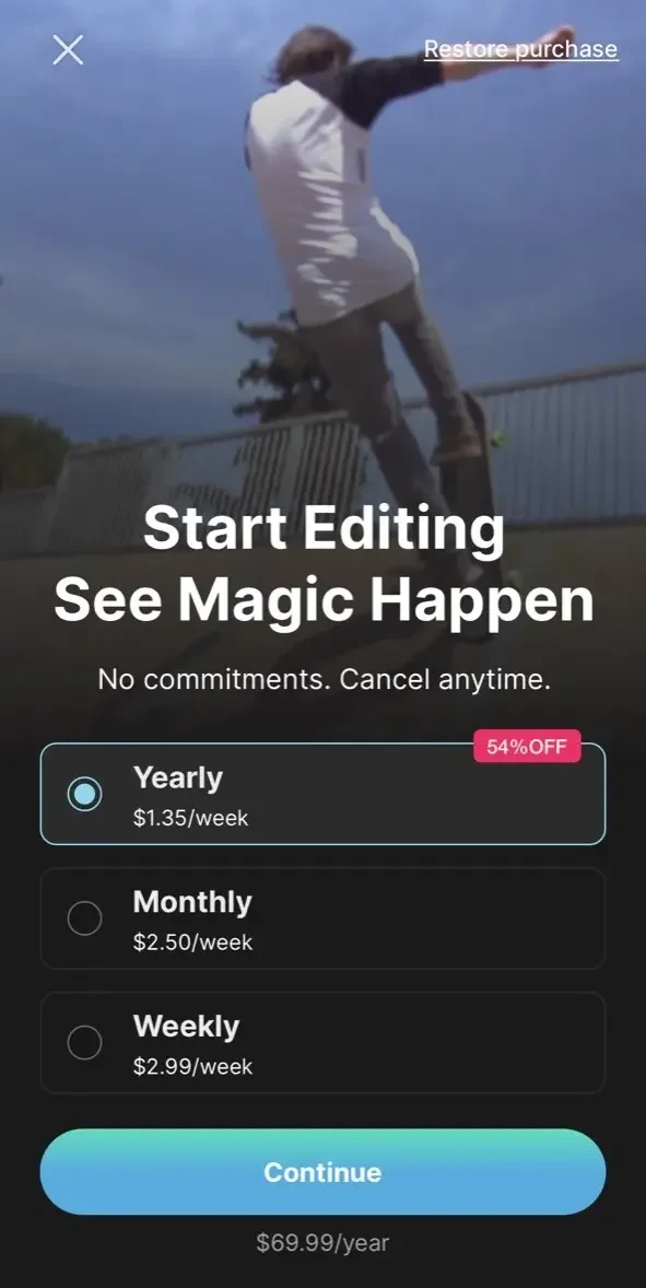 Video Up paywall screen