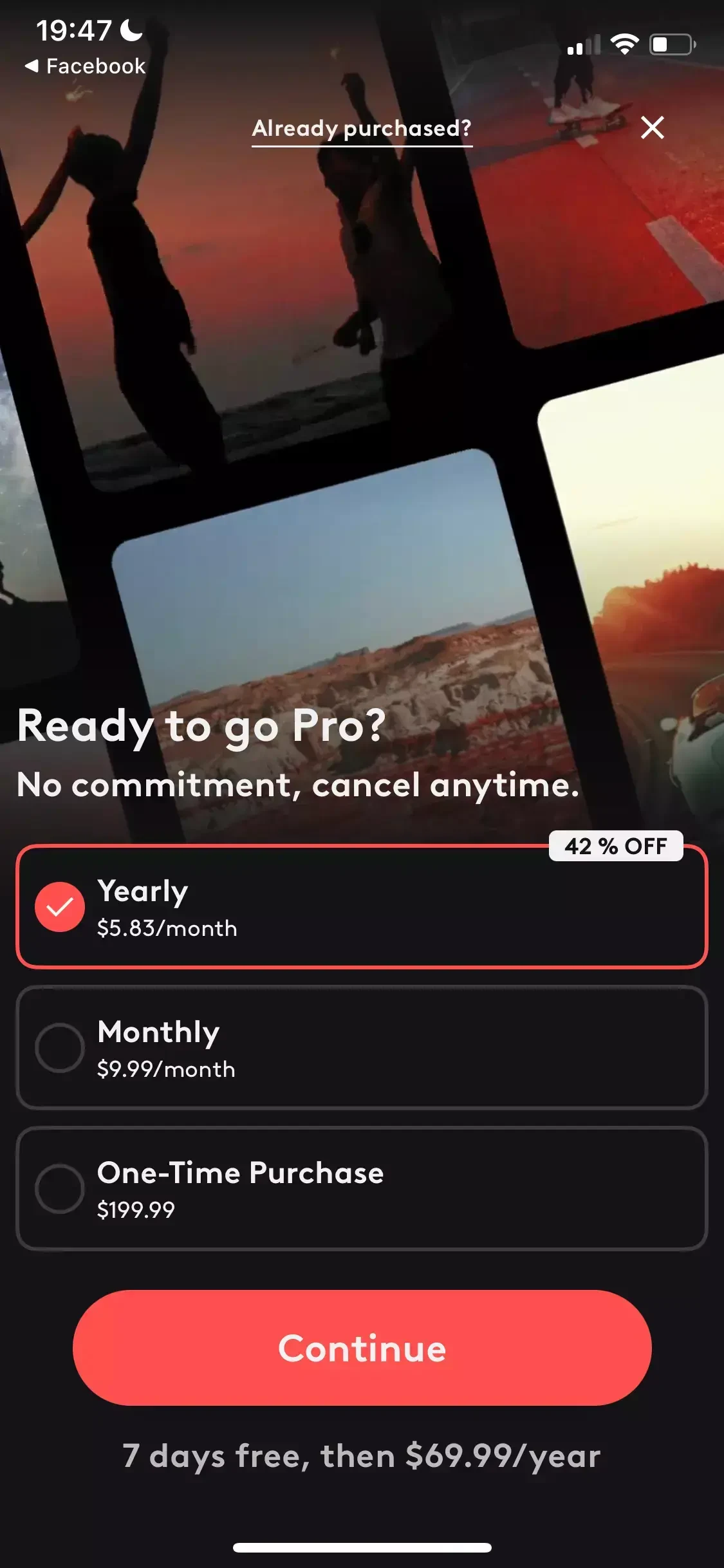 Videoleap paywall screen
