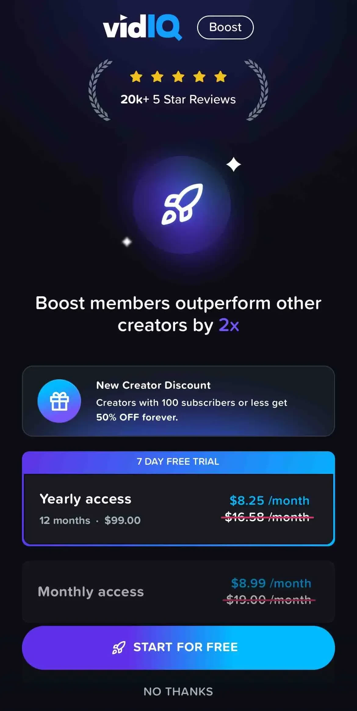 vidIQ paywall screen