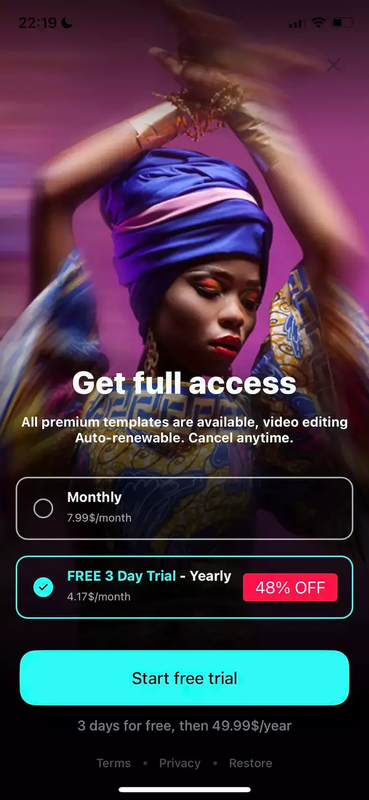 Vids AI paywall screen
