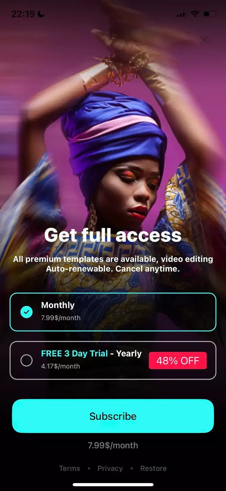 Vids AI paywall screen