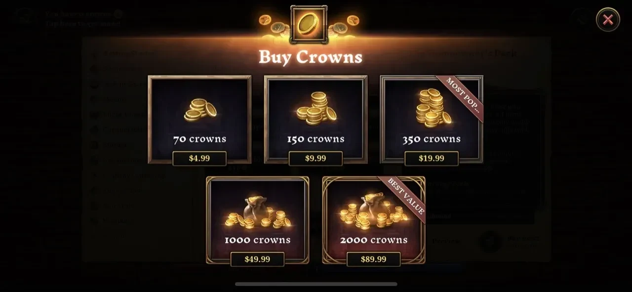 Villagers paywall screen